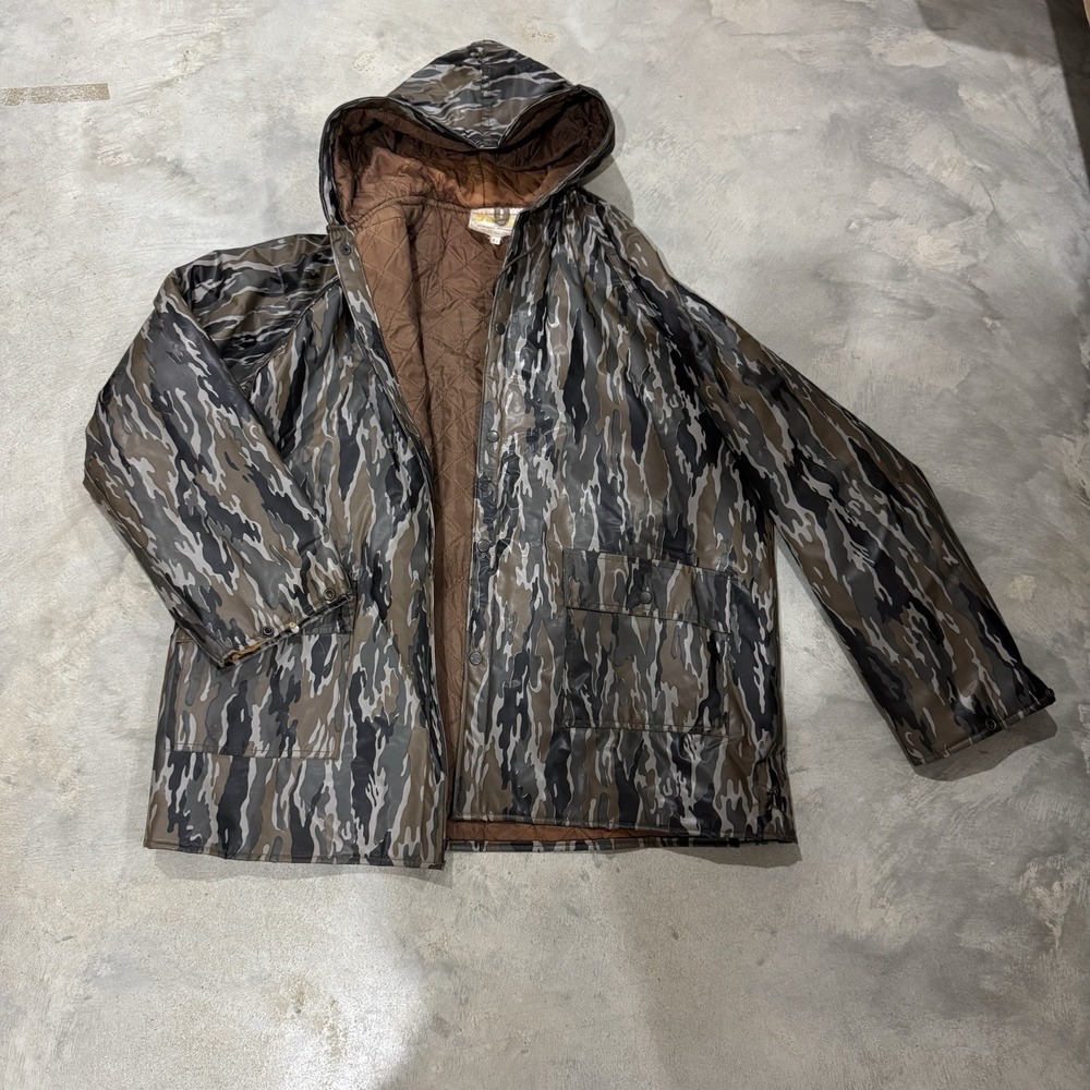 VTG Sportsman Choice Camo Camouflage All-Weather Jacket Hooded Mens Large